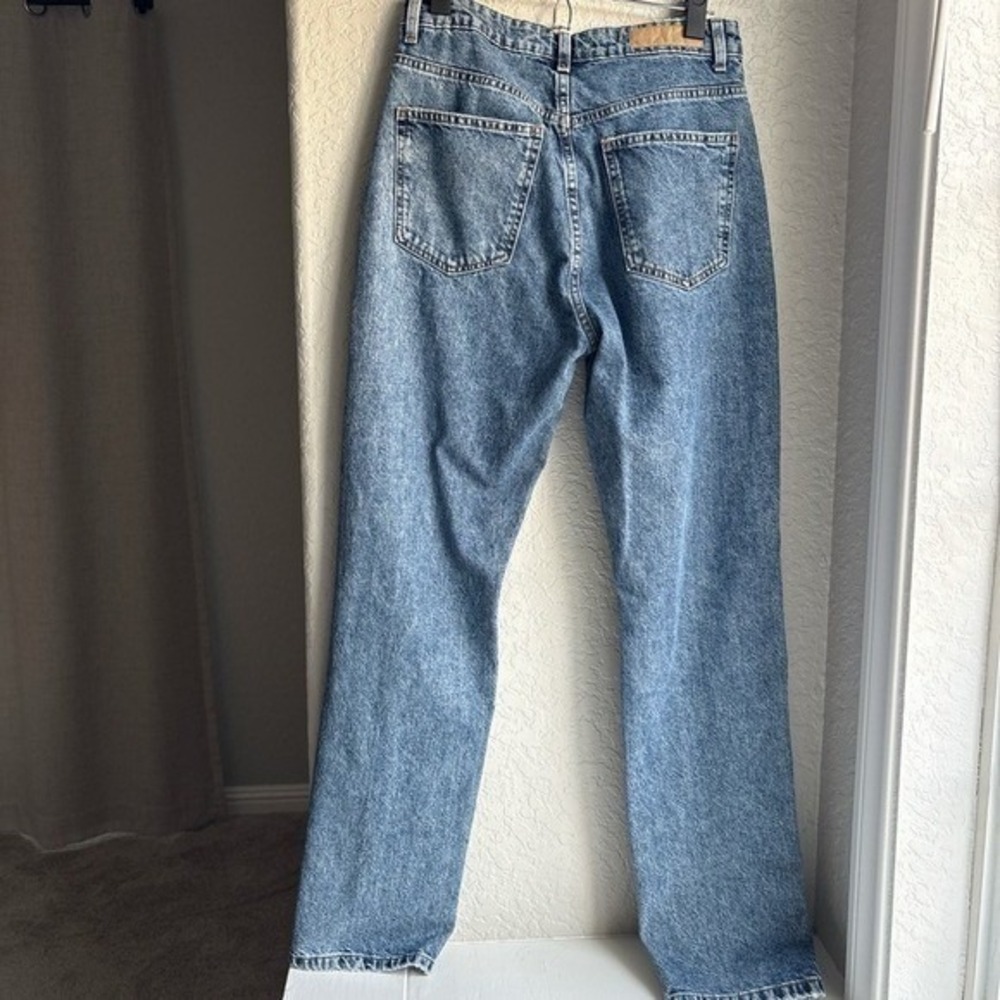 Cotton On Womens Jeans 6 Long Straight Leg Med Wash Distressed Ripped - Picture 4 of 12